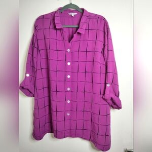 John Mark Magenta Checkered Button Down Shirt